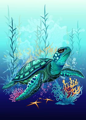 Sea turtle watercolor 