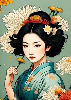 Japanese Floral Girl