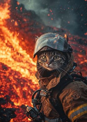 cat fireman firefighter