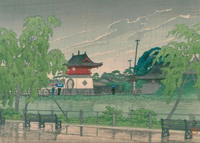 Kawase Hasui Pond in Rain