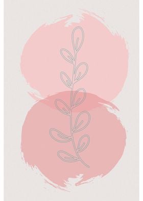 Boho Zen Foliage On Pink 