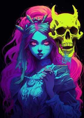 skull Cyberpunk girl