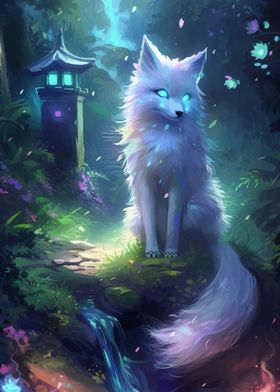 Kitsune Fox White Neon