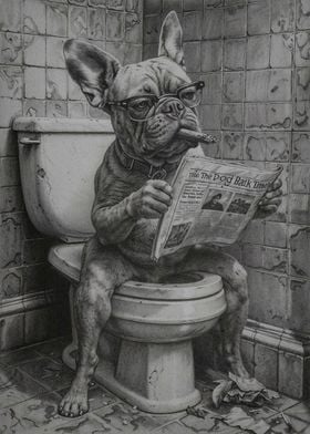 dog goes to the toilet 