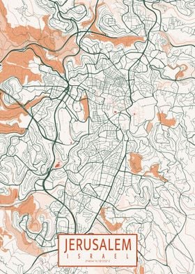 Jerusalem Map Bohemian