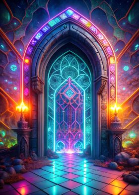 Neon Portal Stained Glass