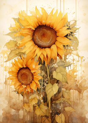 Watercolour Sunflower