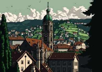 St Gallen City  Pixel Art