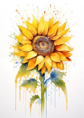 Watercolour Sunflower