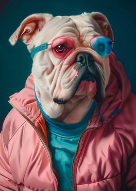 Bulldog 3d glass Portrait