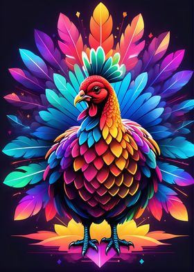 Neon Colorful Turkey