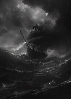 Pirate Ship in the Storm