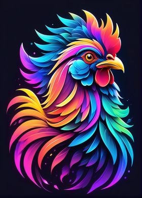 Neon Colorful Chicken