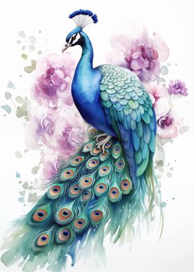 Peacock watercolor