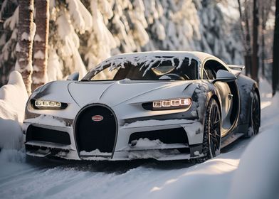 Bugatti Chiron in winter