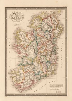 1864 Ireland Vintage Map