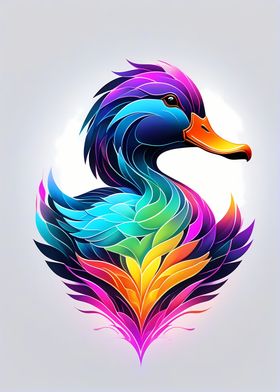 Neon Colorful Duck