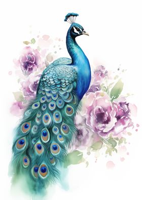 Peacock watercolor