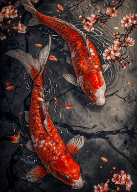 cherry blossom koi fish
