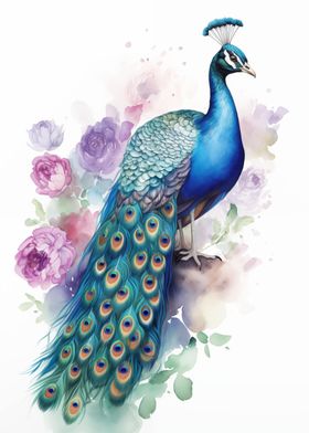 Peacock watercolor