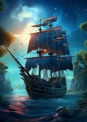 pirate ship landscape