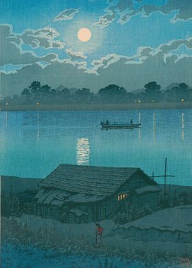 Kawase Hasui Moon Arakawa