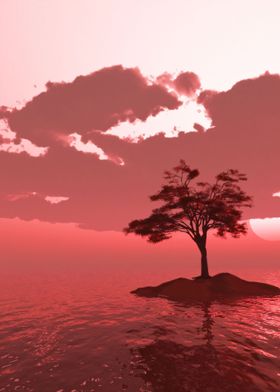 Crimson Sunset Solitude