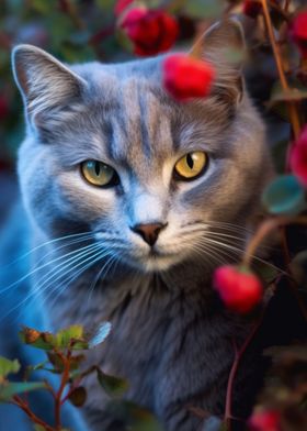 Kitten on a Floral 