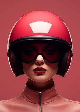 Girl in a pink helmet