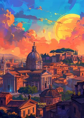 Sunset in Rome Italy