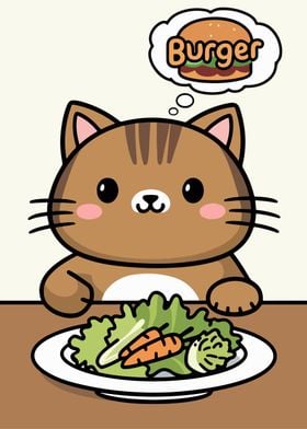 Funny cat Veggie Burger  