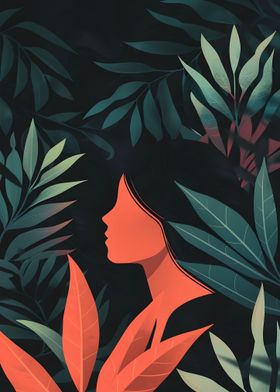 Woman Surrounded by Plants