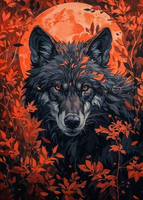 wolf red moon animal 