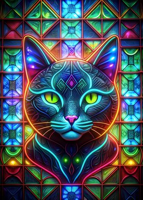 Neon Cat Stained Glass