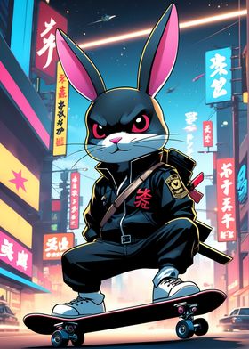 Rabbit Badass with skate