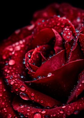 Macro Red Rose Raindrops