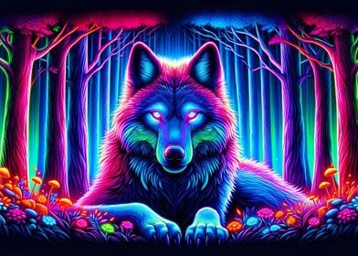 Mystic Neon Wolf