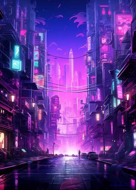 Cyberpunk night city in Ja