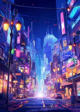 Cyberpunk night city in Ja