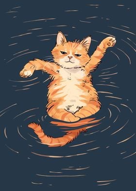 Cat swimming