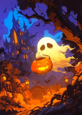 Cute Ghost with Lantern