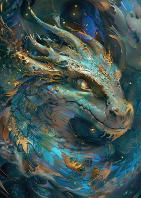 Aqua and Gold Dragon