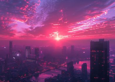 City Vaporwave Sunset