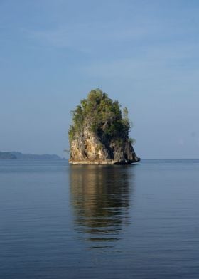 Island reflection in sea