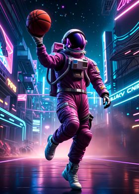 Basketball neon astronaut