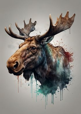 Water color Moose