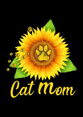 cat mom sunflower