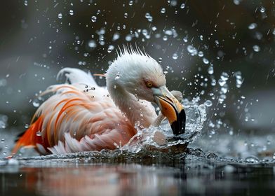 Flamingo Bathing
