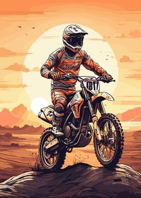 Motocross Retro Sunset
