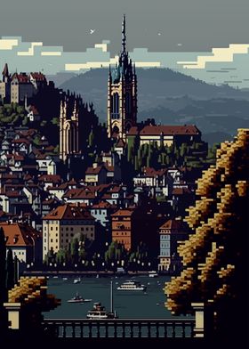 Biel Bienne City Pixel Art